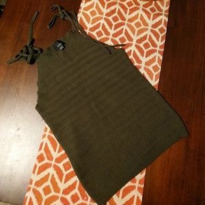 NWOT Lumiere knit tie strap dark green top tank